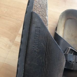 Birkenstock brown sandals.